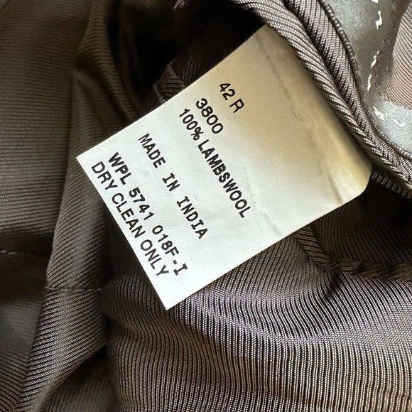 OSCAR DE LA RENTA Mens Brown Chevron Lambswool Sport Coat Elbow Patch - Picture 10 of 12